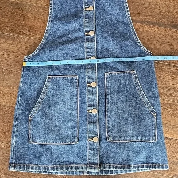 Zara TRF Collection Denim Overall Pinafore Dress Size Medium - Picture 4 of 9